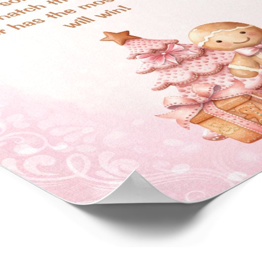 Gingerbread Roze Baby shower Zeg niet Baby Game Poster (Hoek)