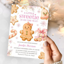 Gingerbread Roze Kerst Koekje Meisje Baby Shower