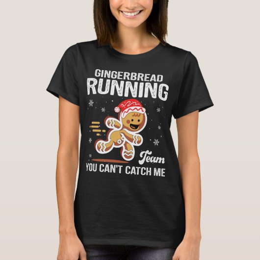 Gingerbread Running Team Christmas Cookie Funny Xm T-shirt (Voorkant)
