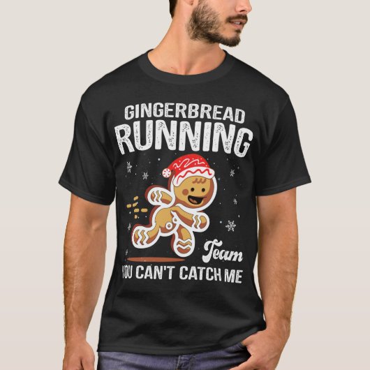 Gingerbread Running Team Christmas Cookie Funny Xm T-shirt (Voorkant)