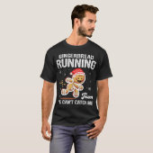 Gingerbread Running Team Christmas Cookie Funny Xm T-shirt (Voorkant volledig)