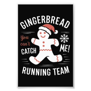 Gingerbread Running Team Christmas Humor Foto Afdruk
