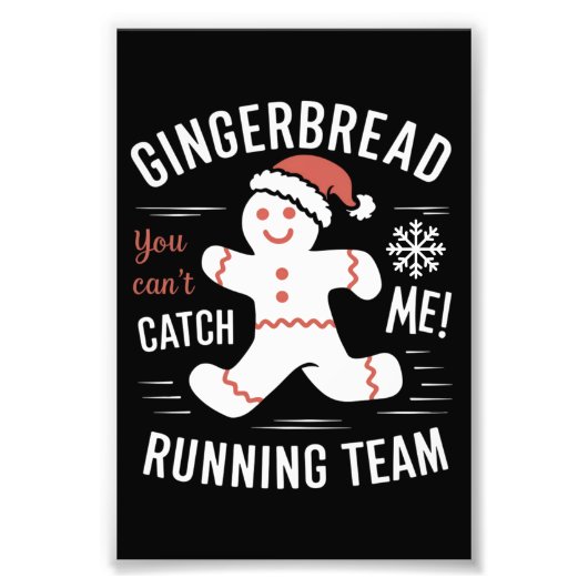 Gingerbread Running Team Christmas Humor Foto Afdruk (Voorkant)