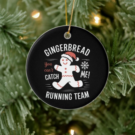 Gingerbread Running Team Christmas Humor Keramisch Ornament (Boom)