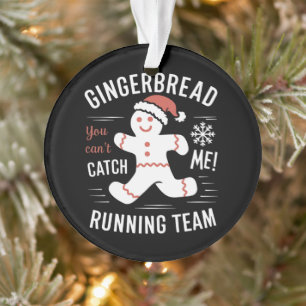 Gingerbread Running Team Christmas Humor Ornament