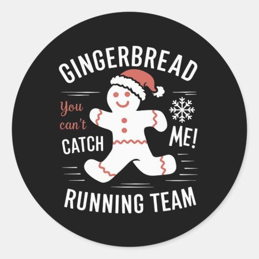 Gingerbread Running Team Christmas Humor Ronde Sticker (Voorkant)