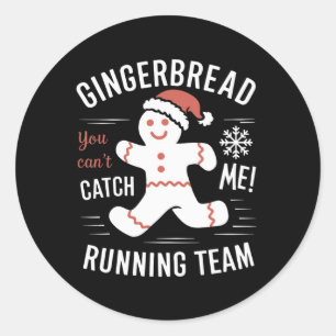 Gingerbread Running Team Christmas Humor Ronde Sticker