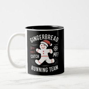 Gingerbread Running Team Christmas Humor Tweekleurige Koffiemok