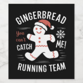 Gingerbread Running Team Christmas Humor Wijn Etiket (Enkel label)