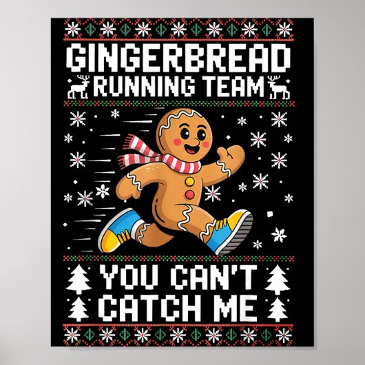 Gingerbread Running Team Christmas Run Runner Funn Poster (Voorkant)