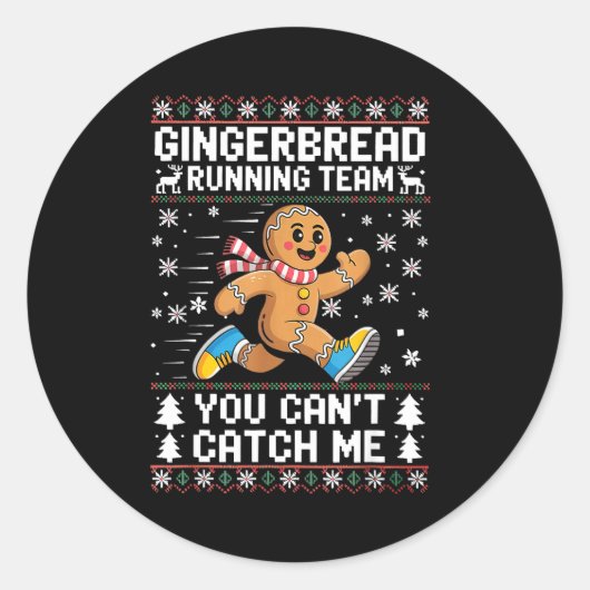Gingerbread Running Team Christmas Run Runner Funn Ronde Sticker (Voorkant)