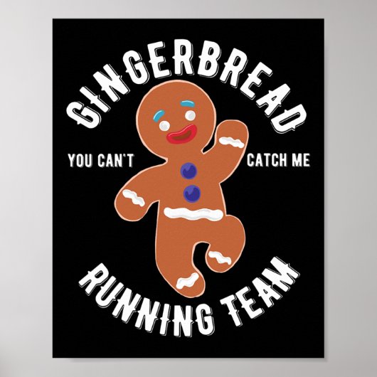 Gingerbread Running Team Fun Gingerbread Kerstmis Poster (Voorkant)