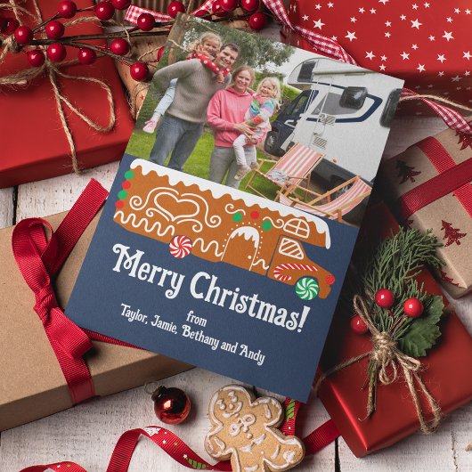 Gingerbread RV Klasse C camper foto Feestdagenkaart