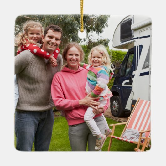 Gingerbread RV Klasse C Camper Foto Kerstmis Keramisch Ornament (Achterkant)