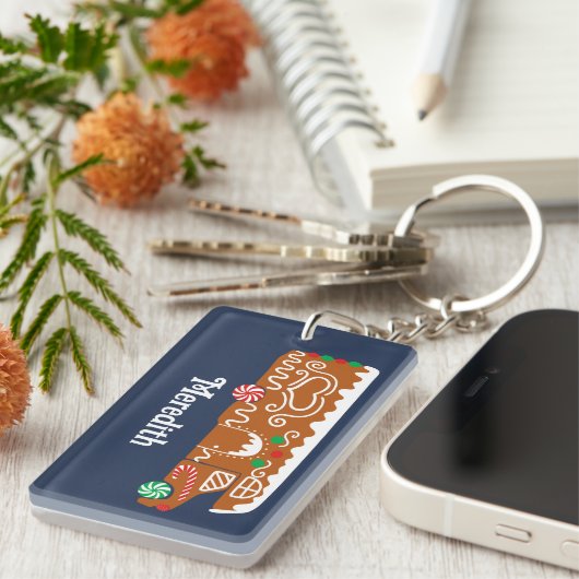 Gingerbread RV Klasse C Camper Foto Kerstmis Sleutelhanger (Voorkant Rechts)