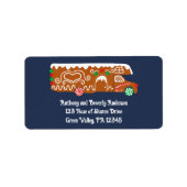 Gingerbread RV Klasse C Camper Kerstmis Etiket (Voorkant)
