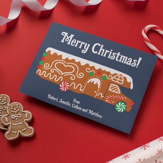 Gingerbread RV Klasse C Camper Kerstmis Feestdagenkaart