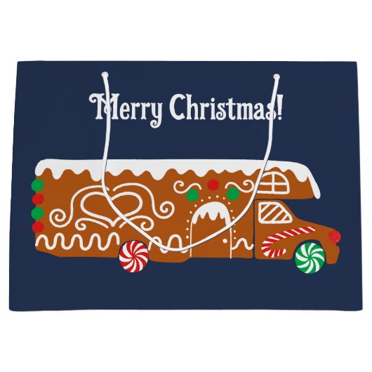 Gingerbread RV Klasse C Camper Kerstmis Groot Cadeauzakje (Voorkant)
