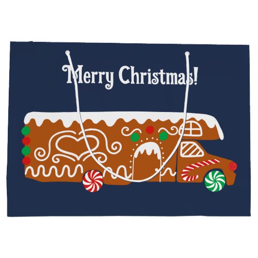 Gingerbread RV Klasse C Camper Kerstmis Groot Cadeauzakje (Achterkant)