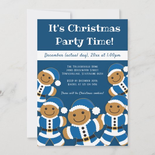 Gingerbread Santa Blue | Kerstfeest Kaart (Voorkant)