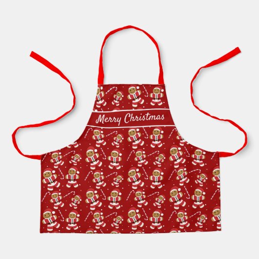 Gingerbread Santa Candy Cane Christmas Red Patroon Schort (Voorkant)