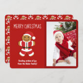 Gingerbread Santa Foto Kerstmis Platte Kaart (Voorkant / Achterkant)