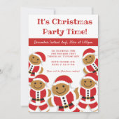 Gingerbread Santa Kerstmis Party Wit Rood Kaart (Voorkant)
