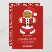 Gingerbread Santa Red Virtual Christmas Party Kaart (Voorkant / Achterkant)