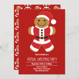 Gingerbread Santa Red Virtual Christmas Party Kaart