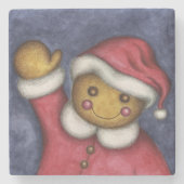 Gingerbread Santa Stone Onderzetter (Voorkant)