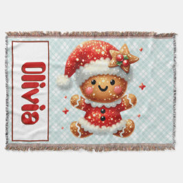 Gingerbread Santa Throw Blanket Deken