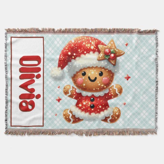Gingerbread Santa Throw Blanket Deken (Voorkant)