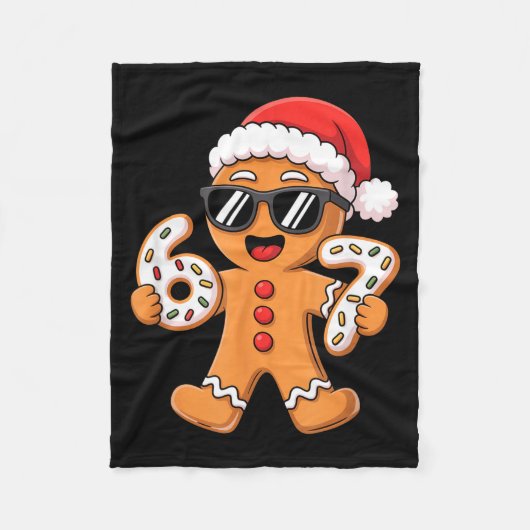 Gingerbread Santa With Sungles Holding 67 Cookies Fleece Deken (Voorkant)