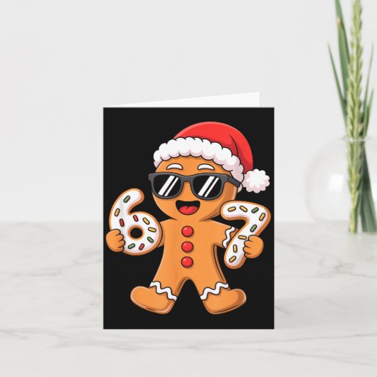 Gingerbread Santa With Sungles Holding 67 Cookies  Kaart (Voorkant)