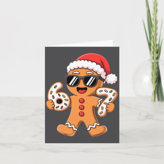 Gingerbread Santa With Sungles Holding 67 Cookies  Kaart (Voorkant)