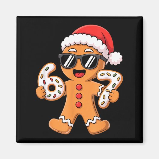 Gingerbread Santa With Sungles Holding 67 Cookies Magneet (Voorkant)