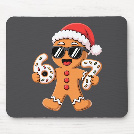 Gingerbread Santa With Sungles Holding 67 Cookies  Muismat (Voorkant)