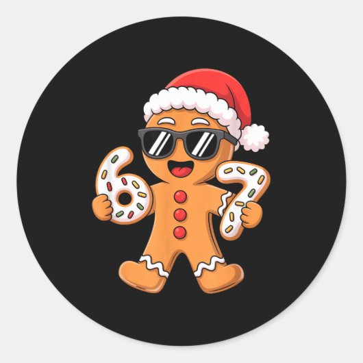 Gingerbread Santa With Sungles Holding 67 Cookies  Ronde Sticker (Voorkant)
