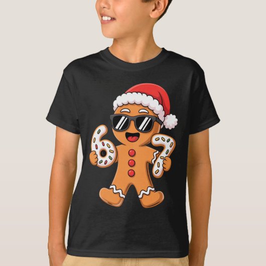 Gingerbread Santa With Sungles Holding 67 Cookies  T-shirt (Voorkant)