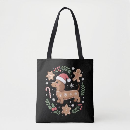 Gingerbread Sauseshond Liefhebber Dachshund Kerstm Tote Bag (Voorkant)