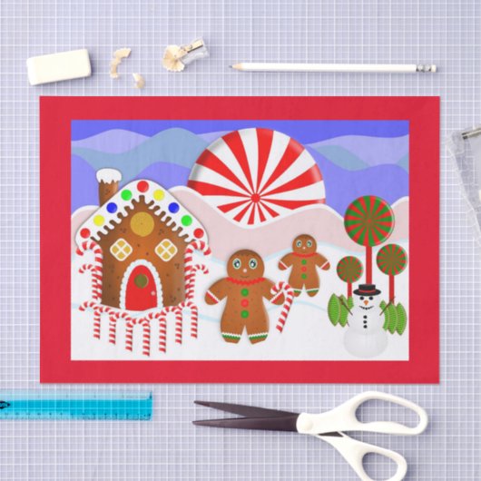 Gingerbread Scene Tissue Paper Tissuepapier (Craft)