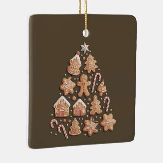 Gingerbread Schattigee kerstboom winterbakker Keramisch Ornament (Rechts)