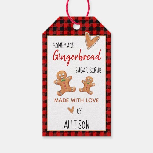 Gingerbread Scrub 🍪 Cadeau Labels met Buffalo Pla Cadeaulabel (Voorkant)