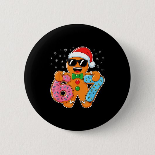 Gingerbread Six Seven 67 Meme 6 7 Funny Christmas Ronde Button 5,7 Cm (Voorkant)