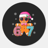 Gingerbread Six Seven 67 Meme 6 7 Funny Christmas Ronde Sticker (Voorkant)