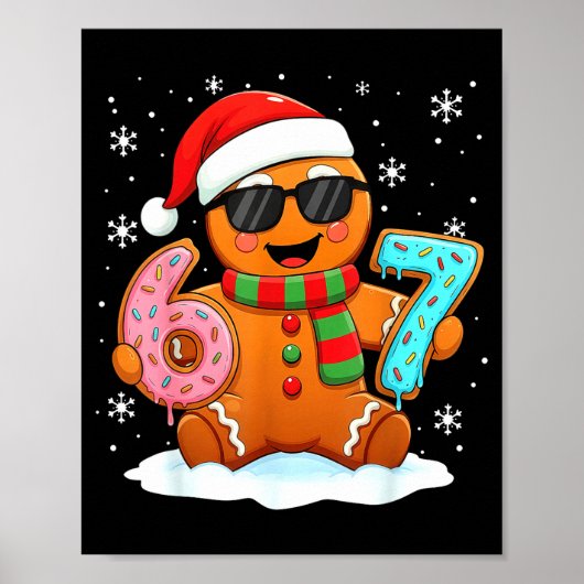 Gingerbread Six Seven Bruh Funny Christmas Meme Si Poster (Voorkant)