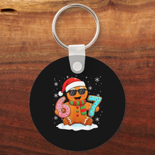 Gingerbread Six Seven Bruh Funny Christmas Meme Si Sleutelhanger (Voorkant)
