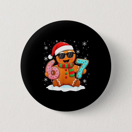 Gingerbread Six Seven Bruh Grappige Kerst Meme Si Ronde Button 5,7 Cm (Voorkant)