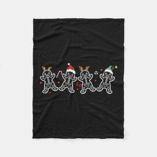 Gingerbread Skeleton Kerst Radiologie Shir Xray Fleece Deken (Voorkant)