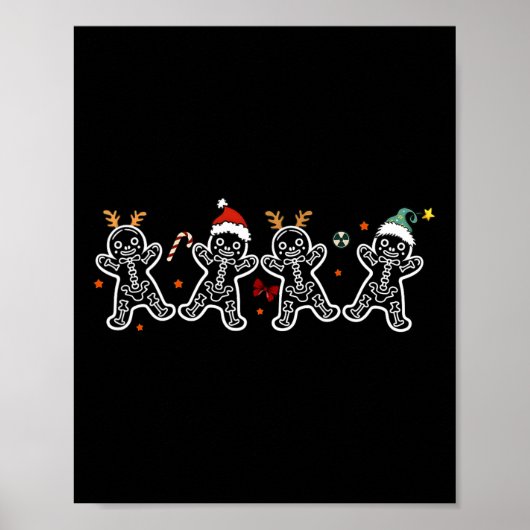 Gingerbread Skeleton Kerst Radiologie Shir Xray Poster (Voorkant)